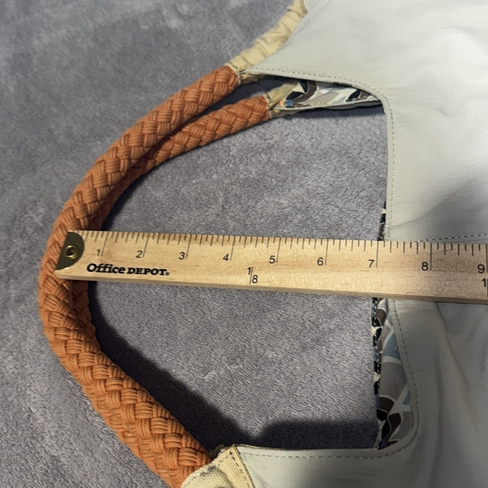 Serena & Lily Hobo Bag - Cream/Tan With Orange Handles‎ - Picture 9 of 9